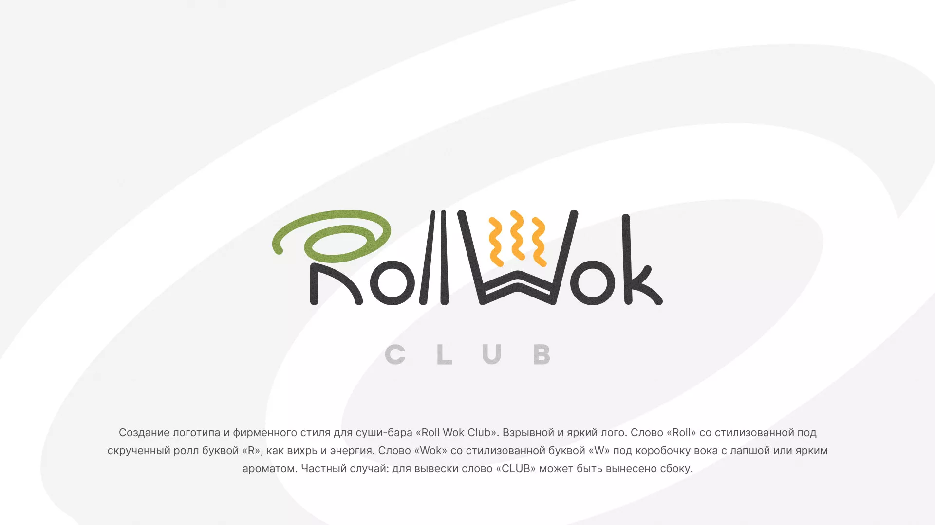 Разработка логотипа и фирменного стиля суши-бара «Roll Wok Club» в Александрове